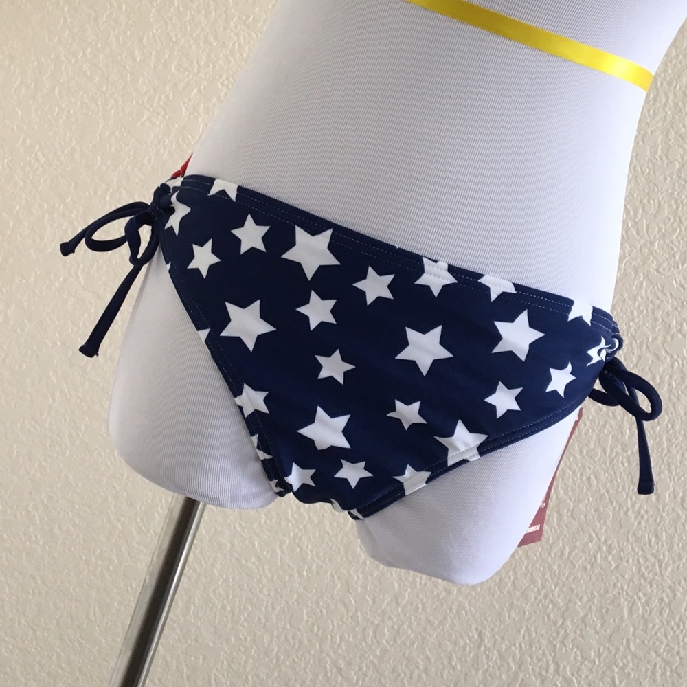 Blue White Stars Tie Bikini Bottom